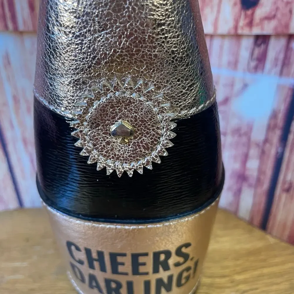 Kate Spade Cheers Darling Champagne Bottle Wristlet EUC Rose Gold RARE